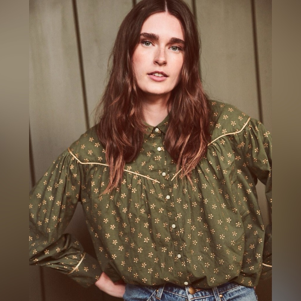 THE GREAT. Olive Green Button Down Shirt - Picture 13 of 15